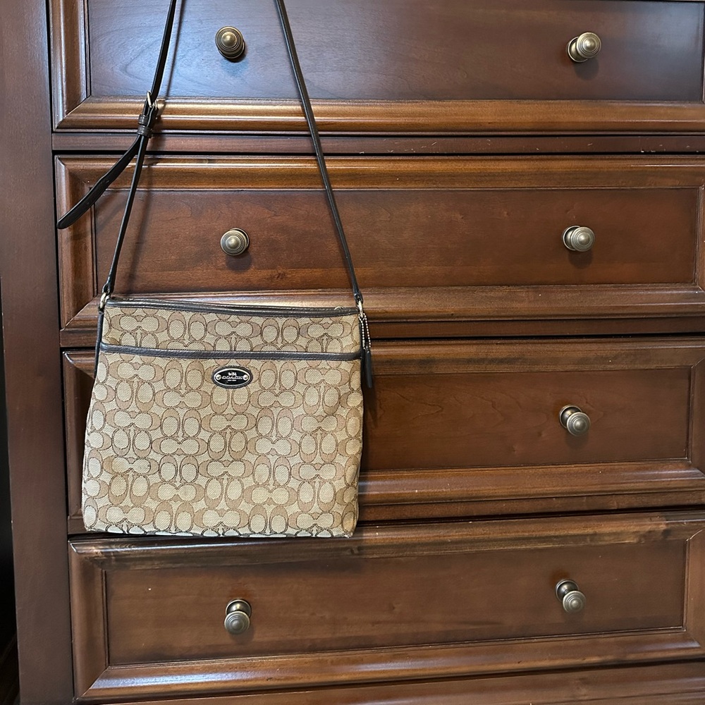Coach Signature Brown‎ and Tan Jacquard Crossbody Bag